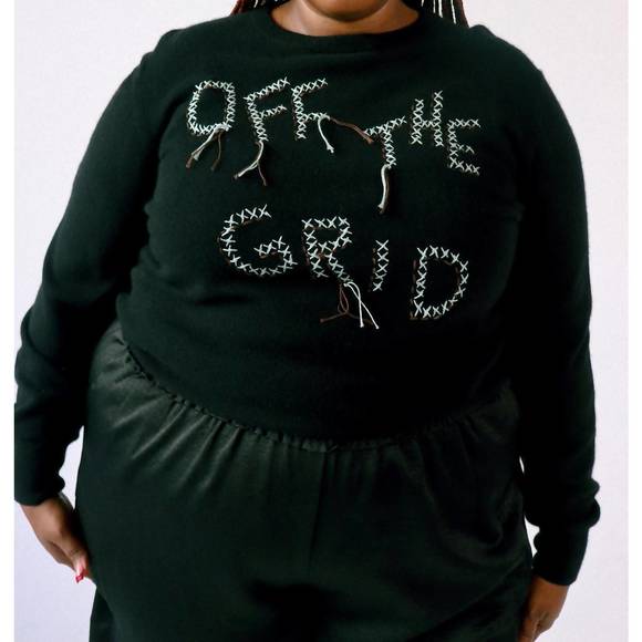 NEW LINGUA FRANCA off the grid crewneck sweater in black